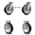 Service Caster 8 Inch Kingpinless Rubber on Aluminum Wheel Caster Swivel Locks 2 Rigid, 2PK SCC-KP30S820-RAR-BSL-2-R-2